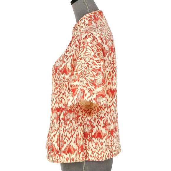 Cache Jacket Womens Small Ivory Orange Stretch Cotton Pockets Snaps Career - Picture 5 of 15